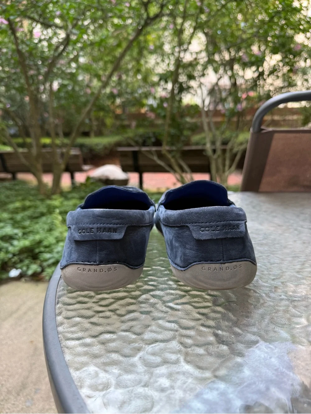 Cole Haan Navy Suede Penny Loafers
